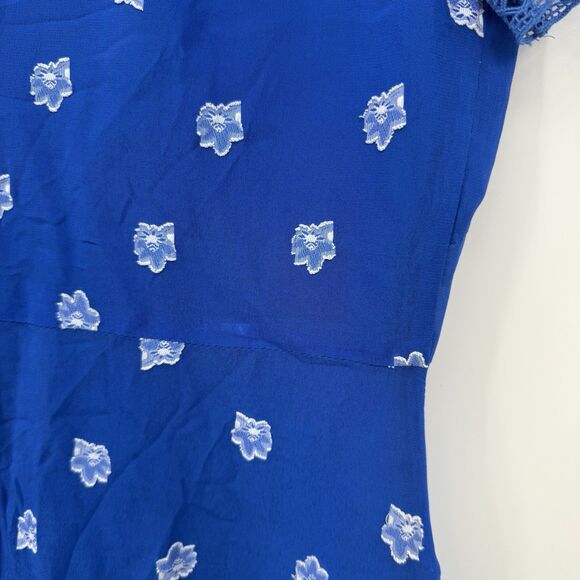 Shoshanna Blue Marlene Floral Button Front Mini Dress Size 8 Formal - Picture 11 of 11